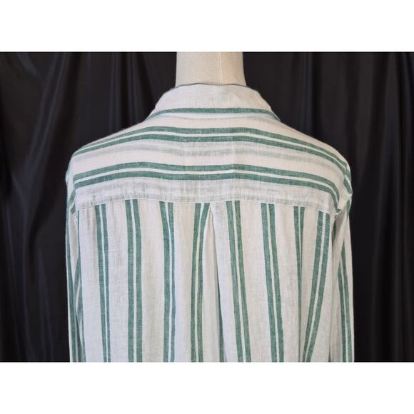 Rails Charli Cordoba Stripe Button Down White Green Linen Blend Top XXL - Picture 10 of 12